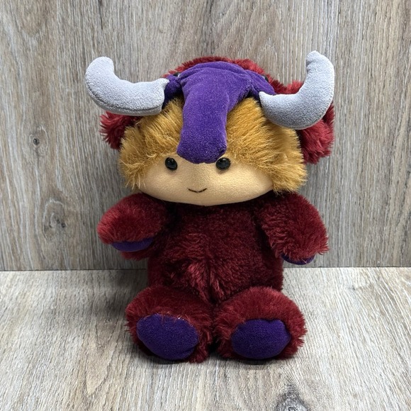 Carousel by guy Other - Vintage Carousel Guy 1986 Caveman Elephant Mammoth Plush Toy Burgundy Purple